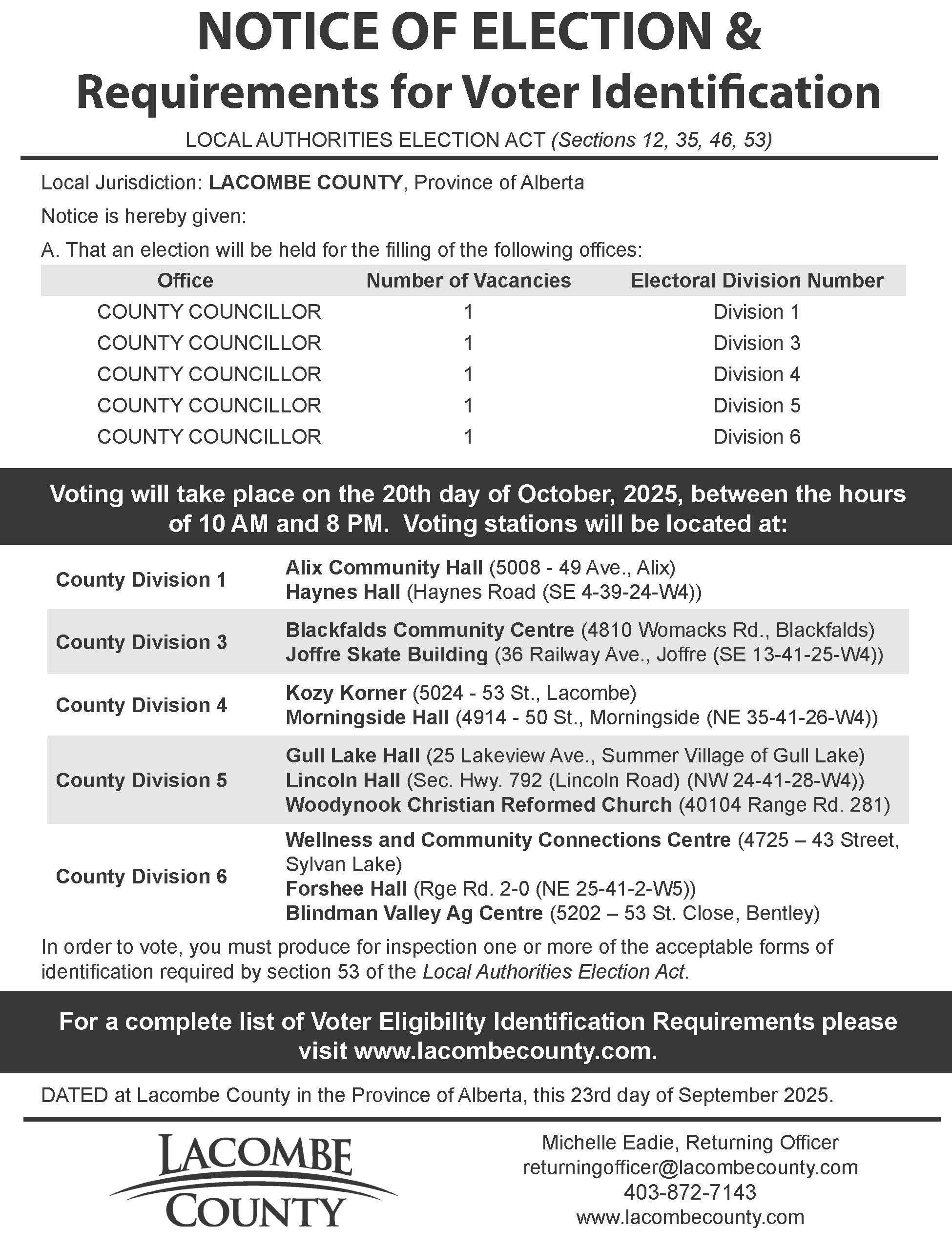 Notice of Election